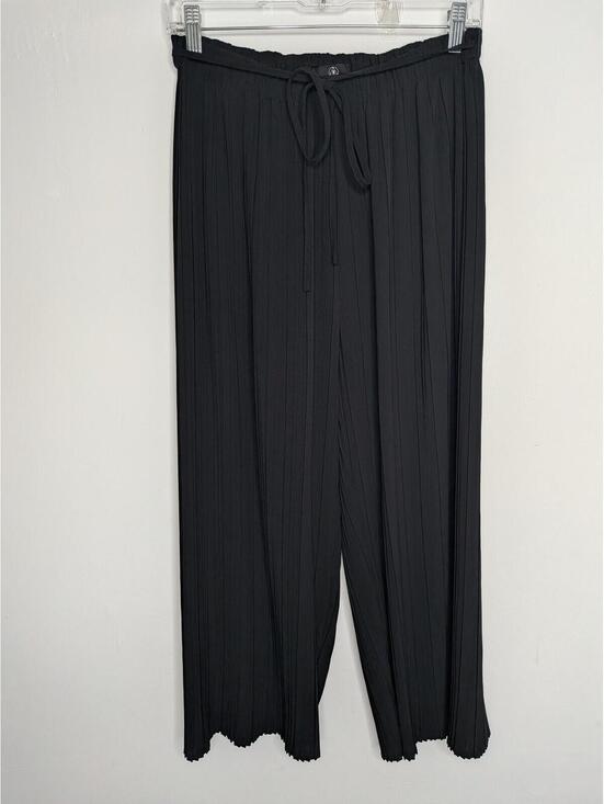 Missguided Pants - Missguided Pants Womens 4 Black Pleated Wide Leg Crepe Elastic Waist Drawstring